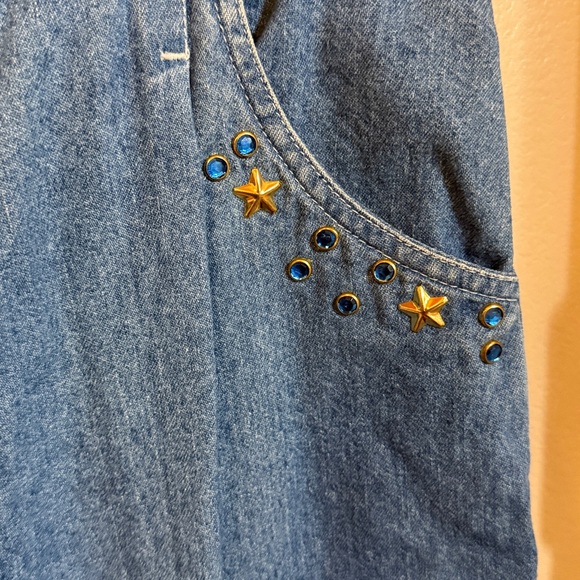 Denim - Vintage 80s Blue Denim Jeans with stars and jewels. 100% cotton